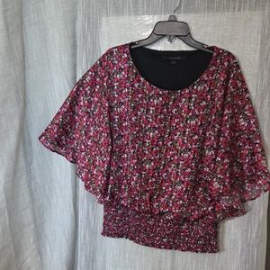 Cynthia Steffe Floral Blouse - Black and Red
